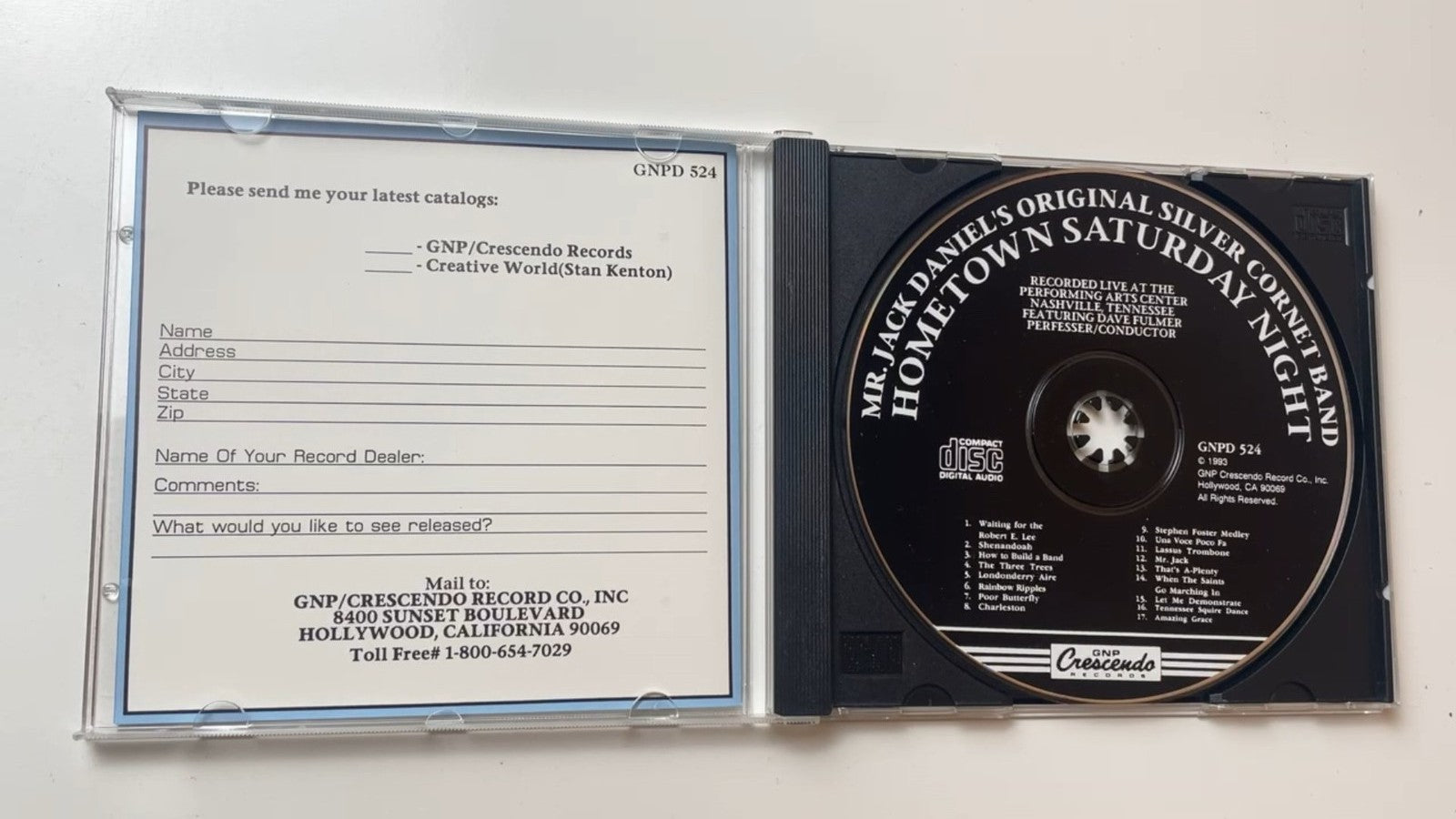 Mr. Jack Daniel's Original Silver Cornet Band - Hometown Saturday Night CD 1993