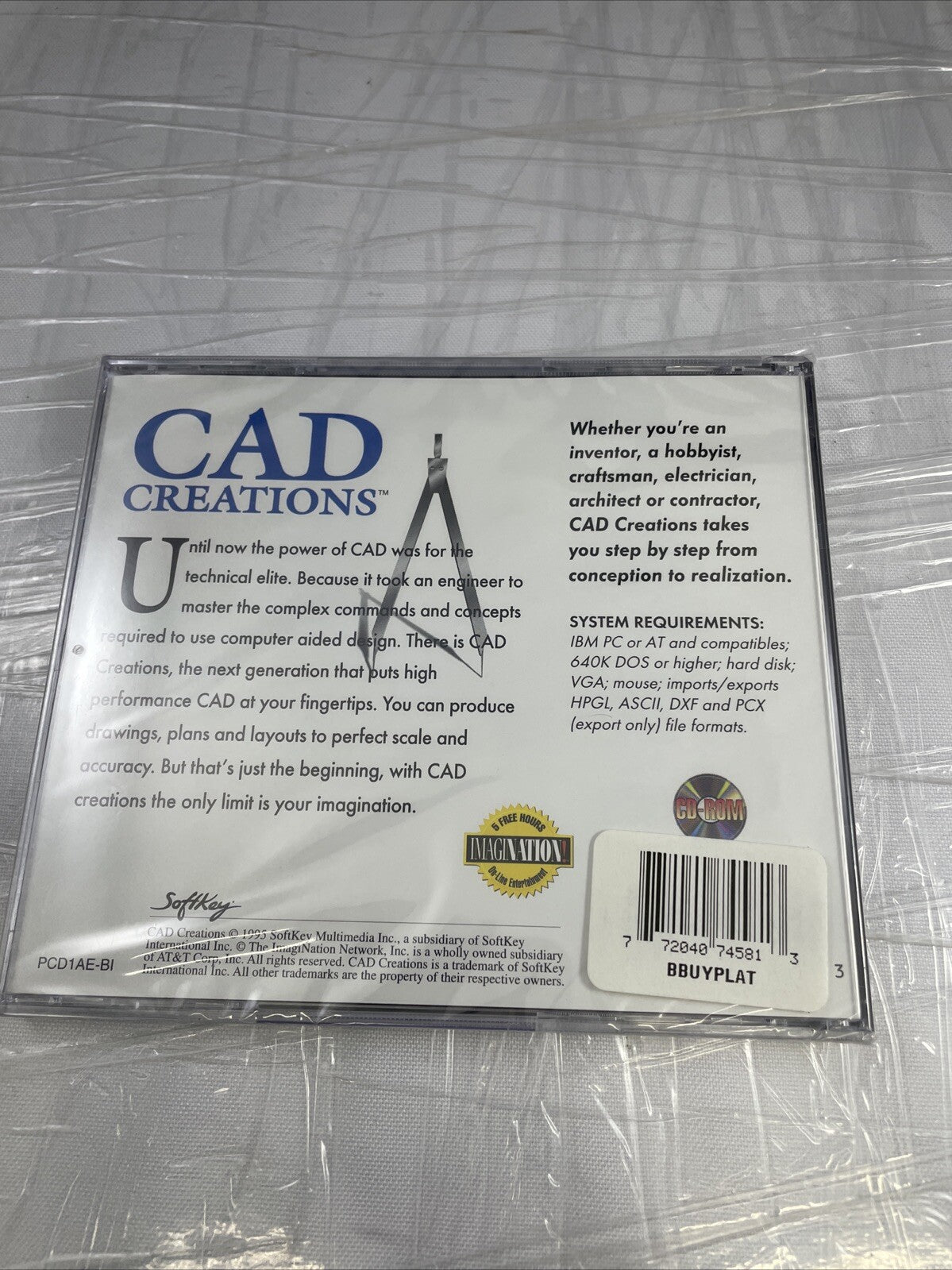 CAD Creations from SoftKey (CD-ROM, 1995) IBM PC - New Sealed