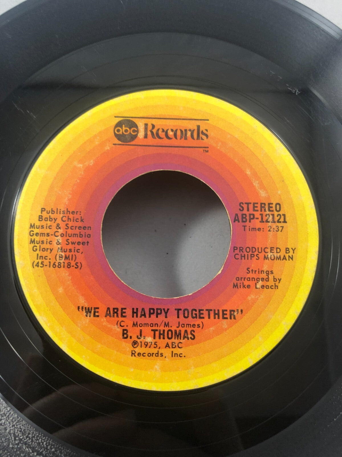 B.J Thomas 45 Help Me Make It To My Rocking Chair / We Are Happy Together G