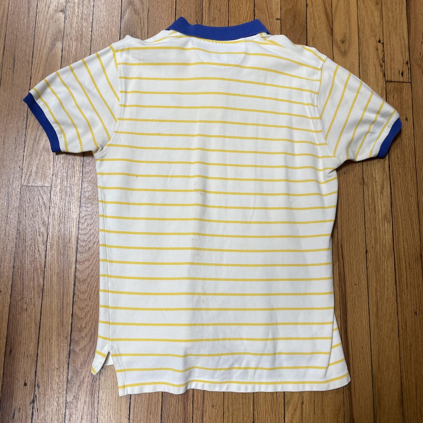 Vintage Mickey & Co Shirt Mens Large White Yellow Striped Polo Disney Mickey 90s