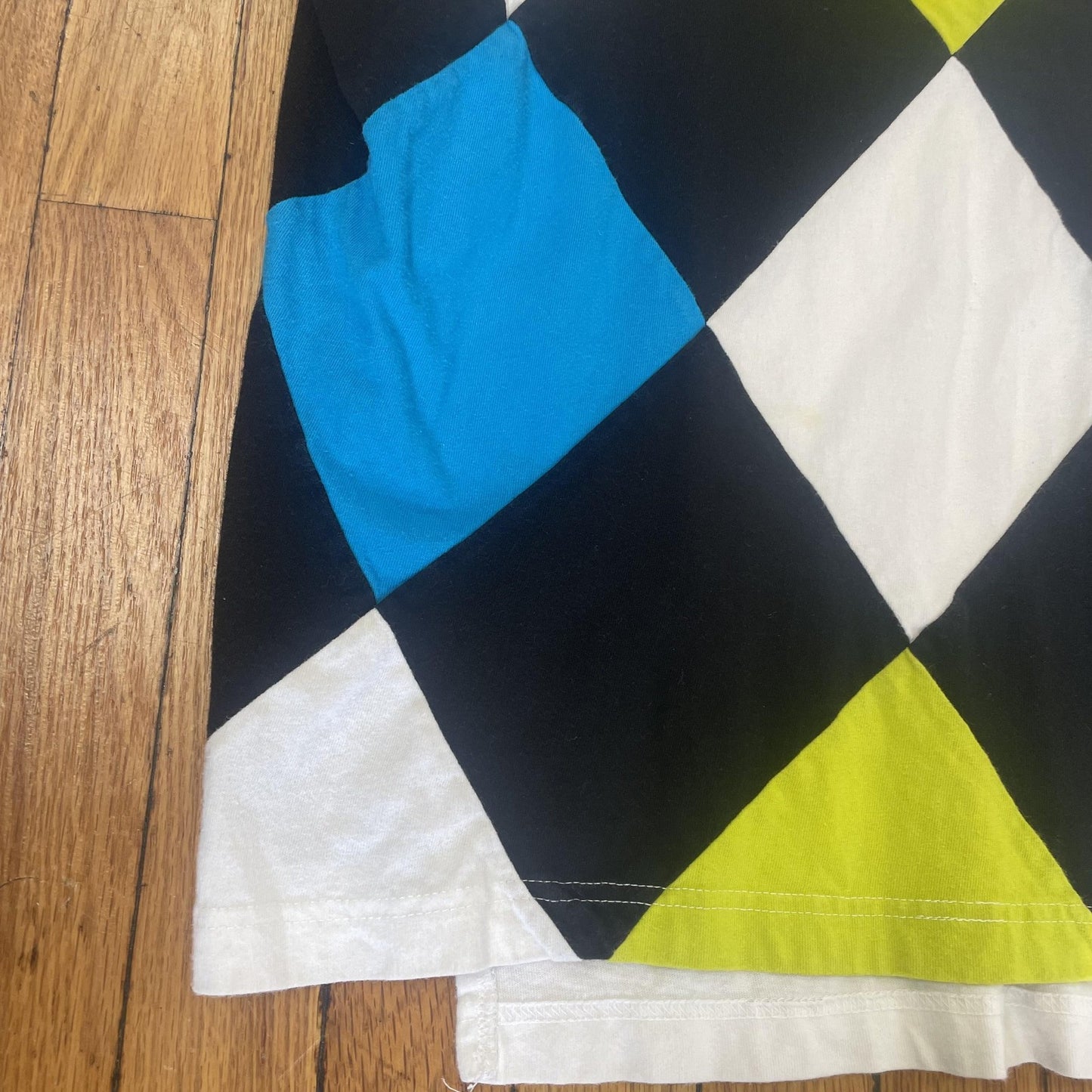 Vintage The Limited Shirt Mens Medium White Argyle Graphic Blue Yellow Black 90s