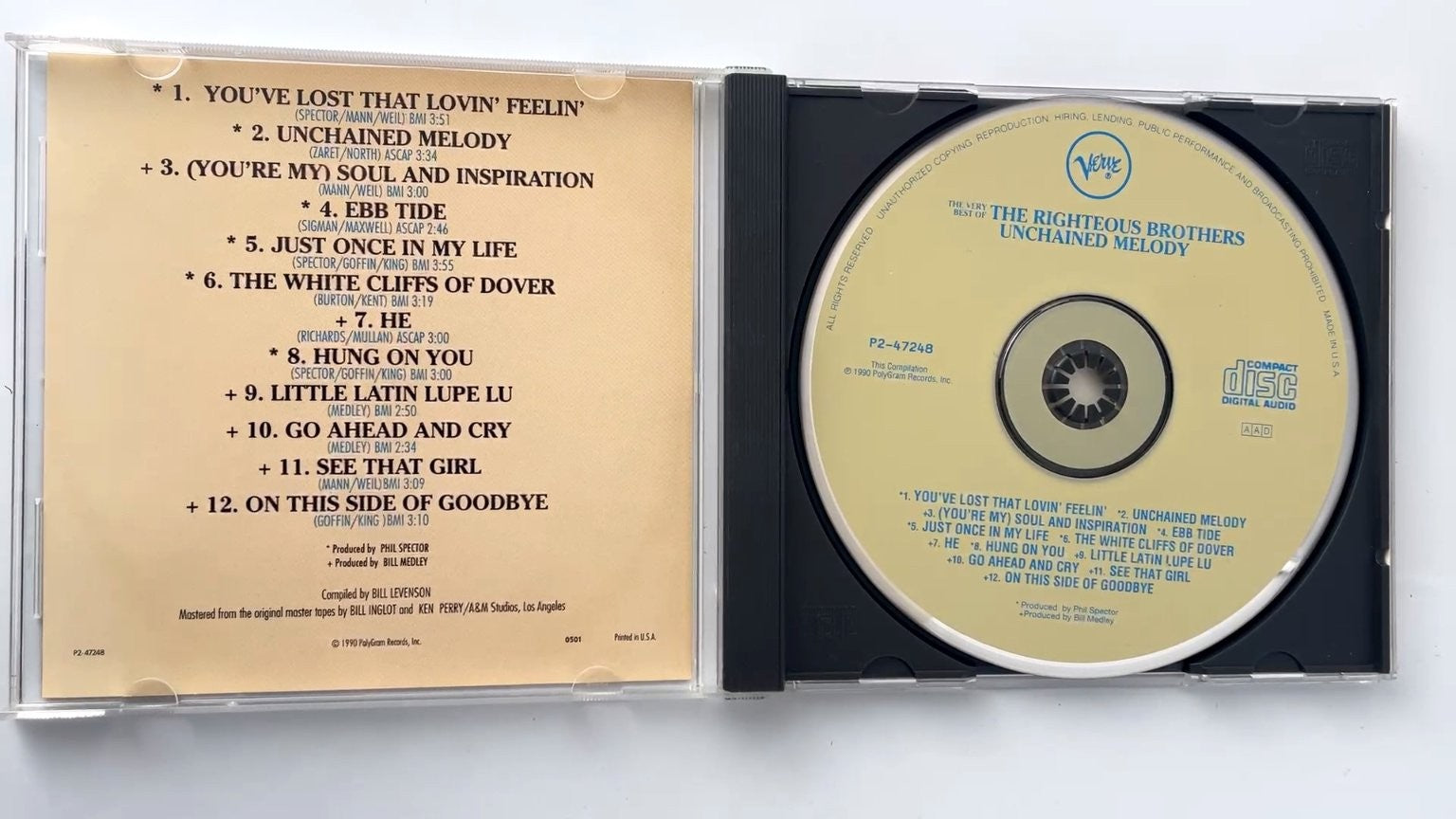 The Righteous Brothers - Unchained Melody CD 1990 Best Of Pop Verve