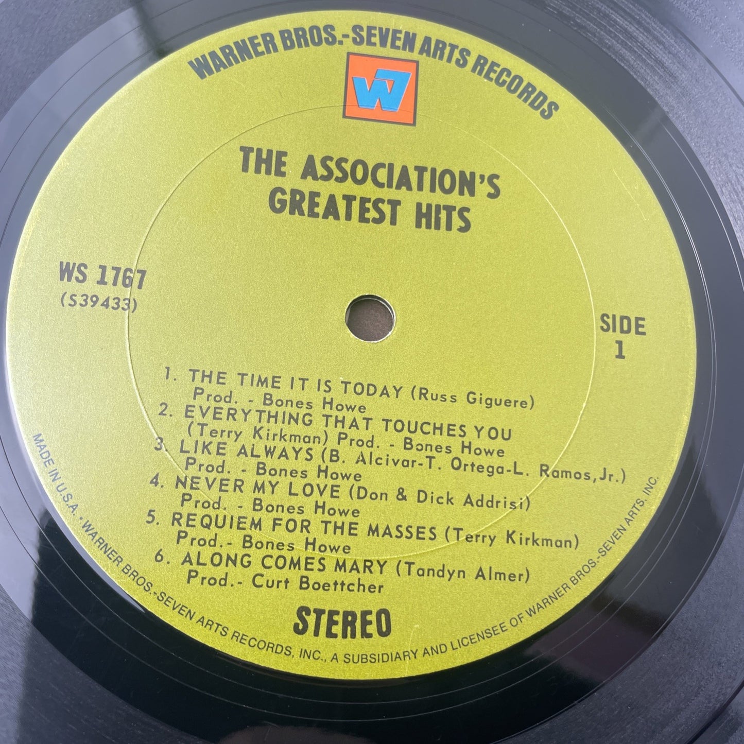  THE ASSOCIATION GREATEST HITS LP "CHERISH" 1967 RECORD WARNER BROTHERS WS 1767 
