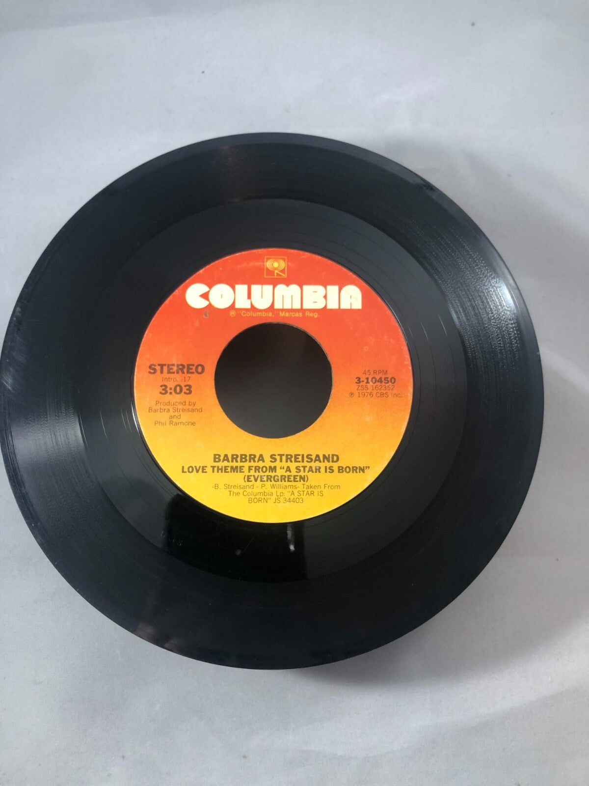 Barbra Streisand "A Star is Born / I Believe in Love" 45 RPM Vinyl 1976 Colu VG