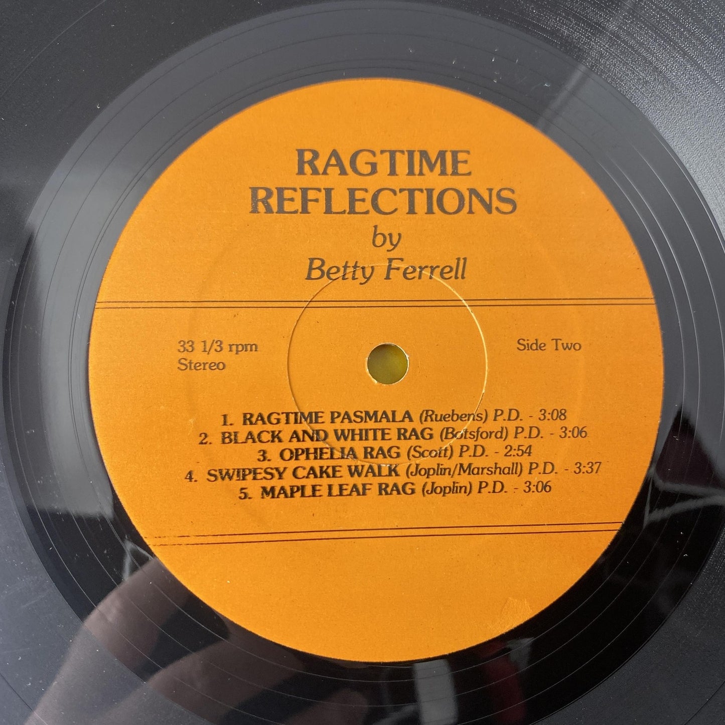 Vintage Betty Ferrell Ragtime Reflections 12" Black Vinyl LP Ragtime Jazz Piano