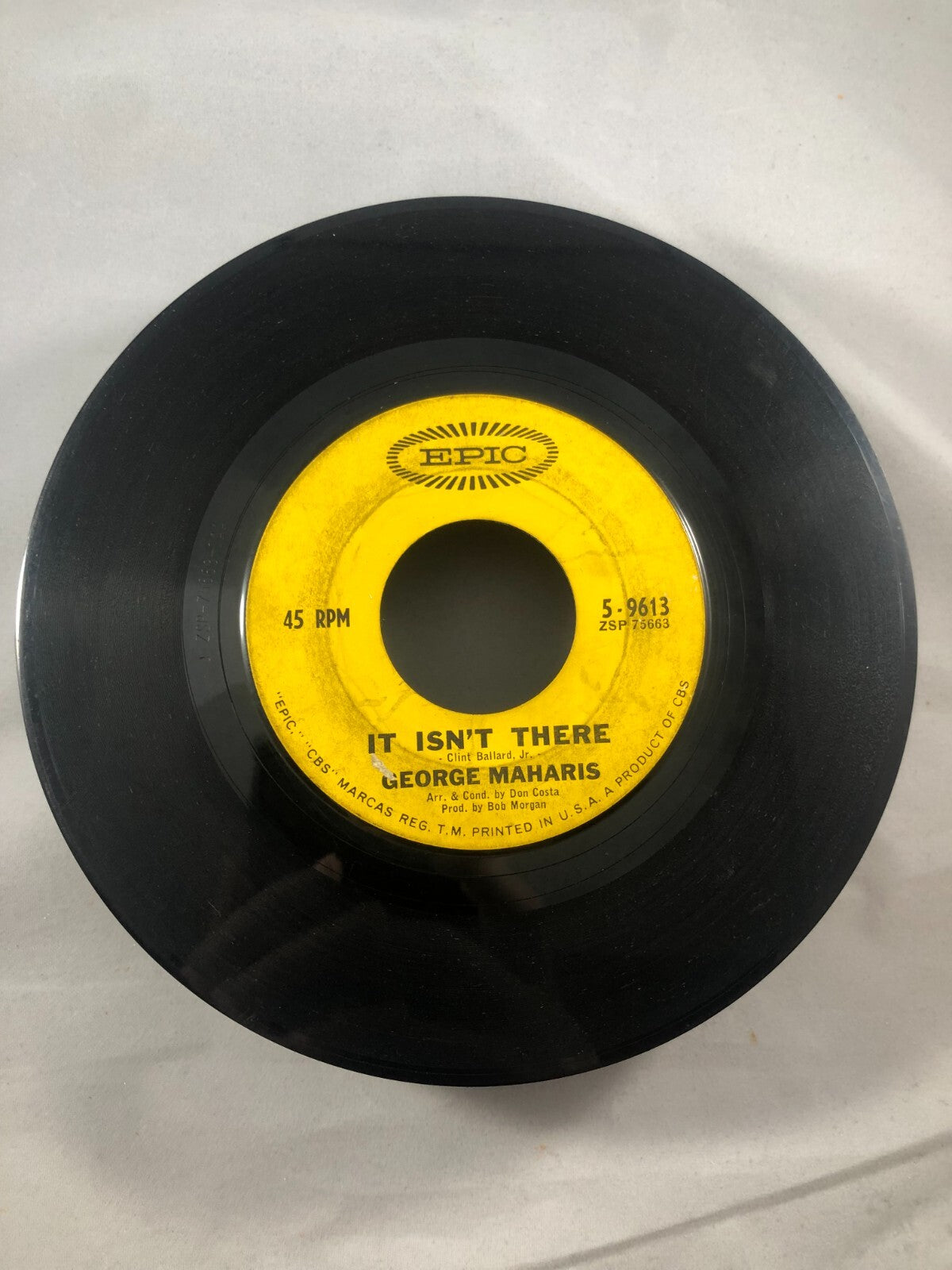 George Maharis - That's How It Goes / It Isn't There 7" VG Vinyl 45 Epic 5-9613