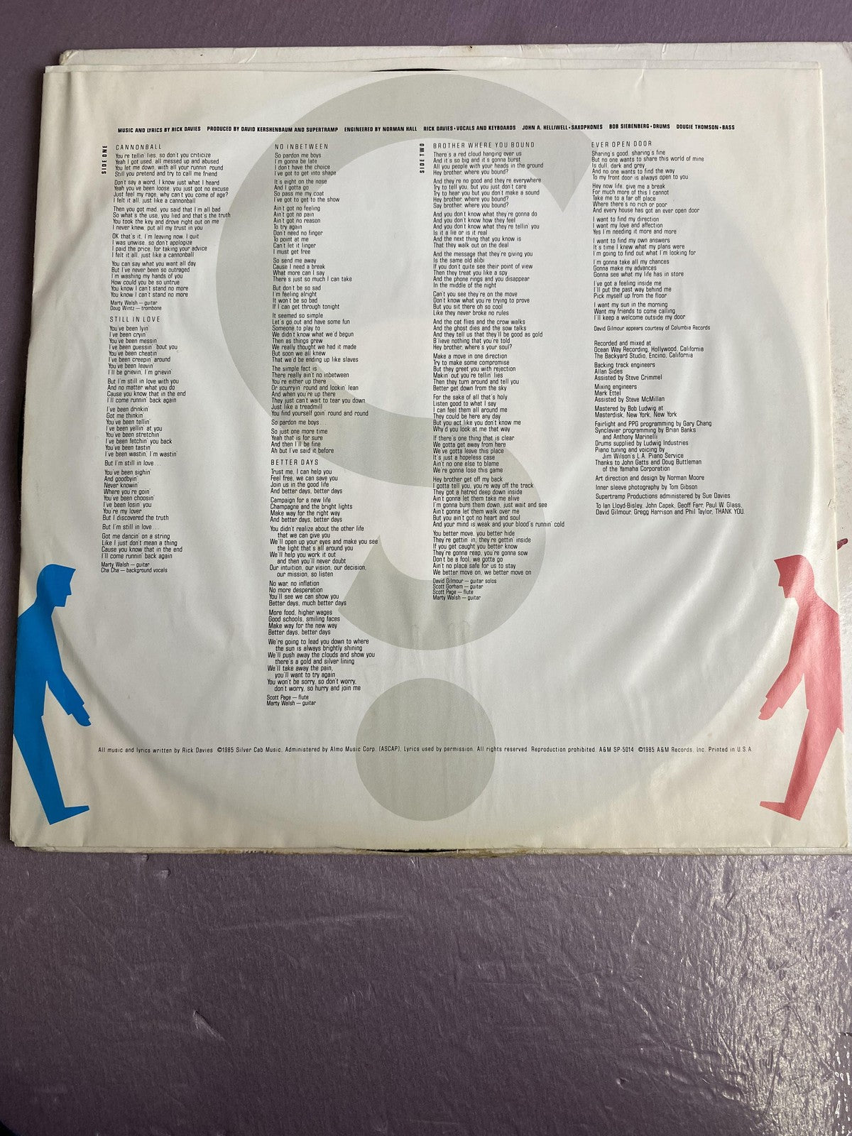 Vintage Supertramp Brother Where You Bound Black Vinyl LP 1985 A&M Prog Rock Pop