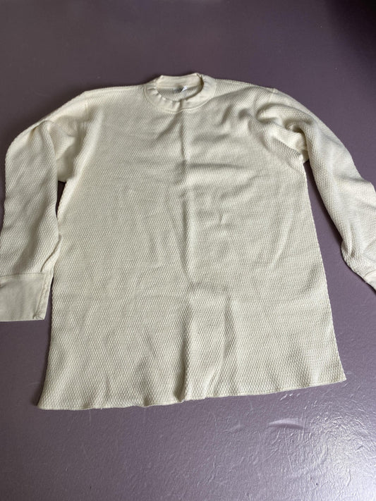 Vintage Military Thermal Undershirt Mens XL White Waffle Knit Long Johns 90s