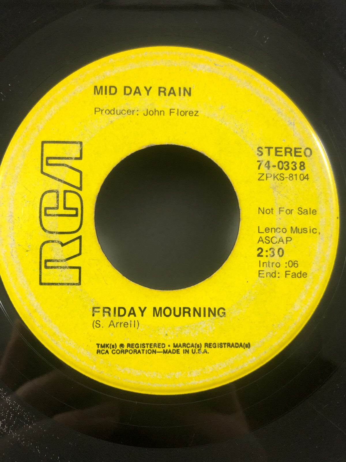 Mid Day Rain Welcome to the Rain/Friday Mourning PROMO 70s Psych Rock 45 RPM VG