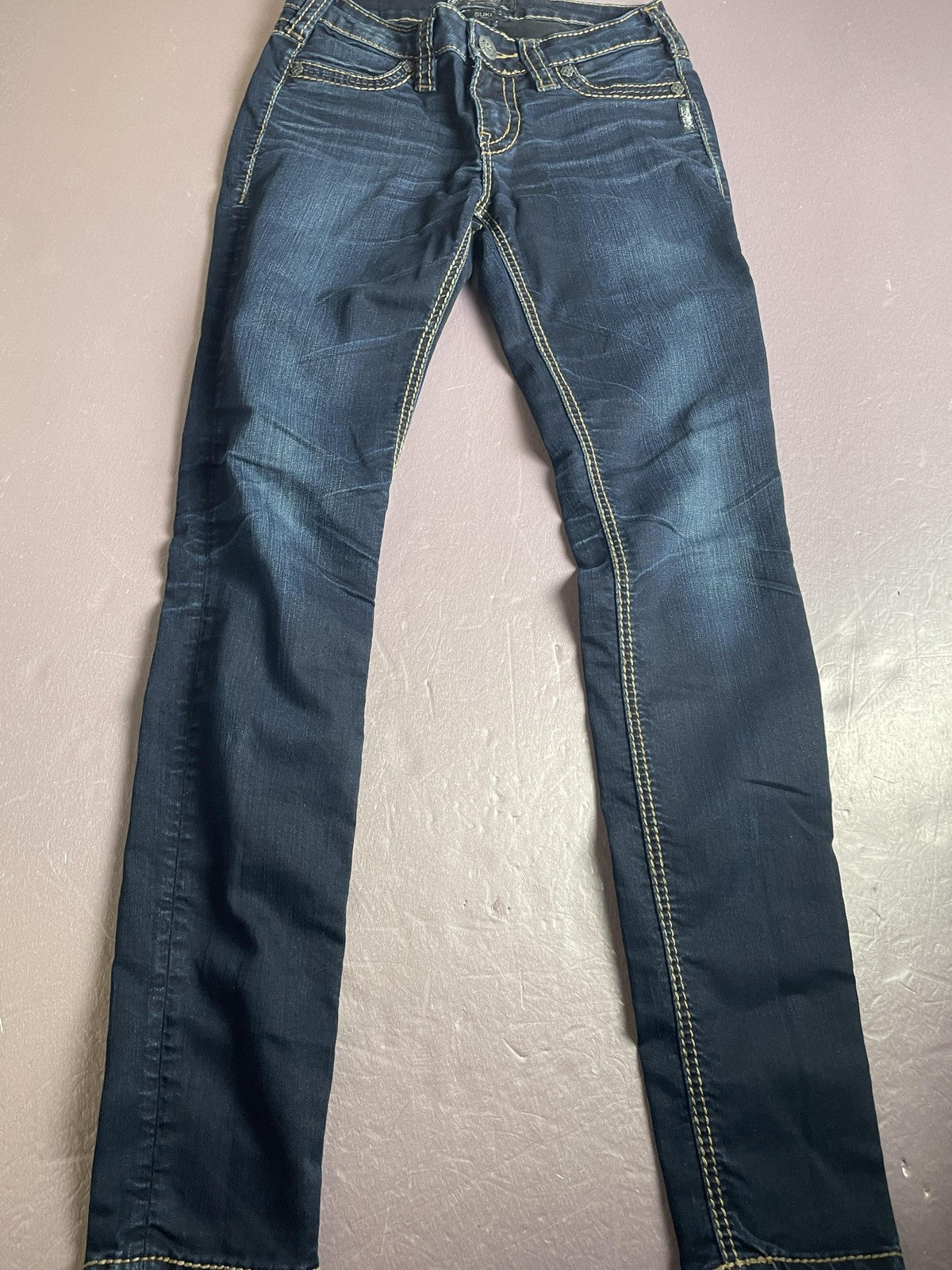 Silver Jeans Co Jeans Womens 26x31 Blue Suki Super Skinny Embroidered Dark Wash