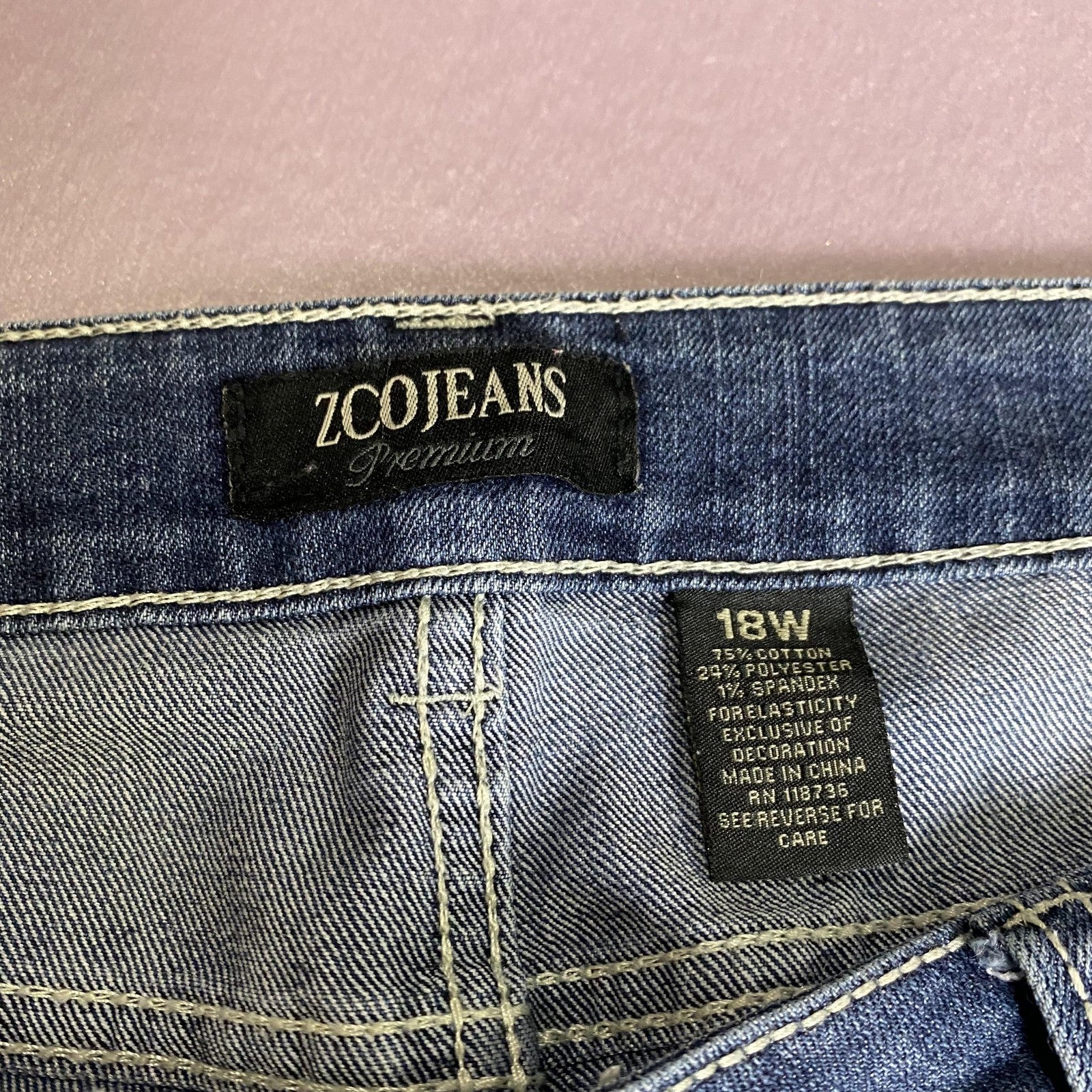 ZCO Jeans Premium Jeans Womens 18W Blue Embroidered Flap Pocket Bootcut Studded