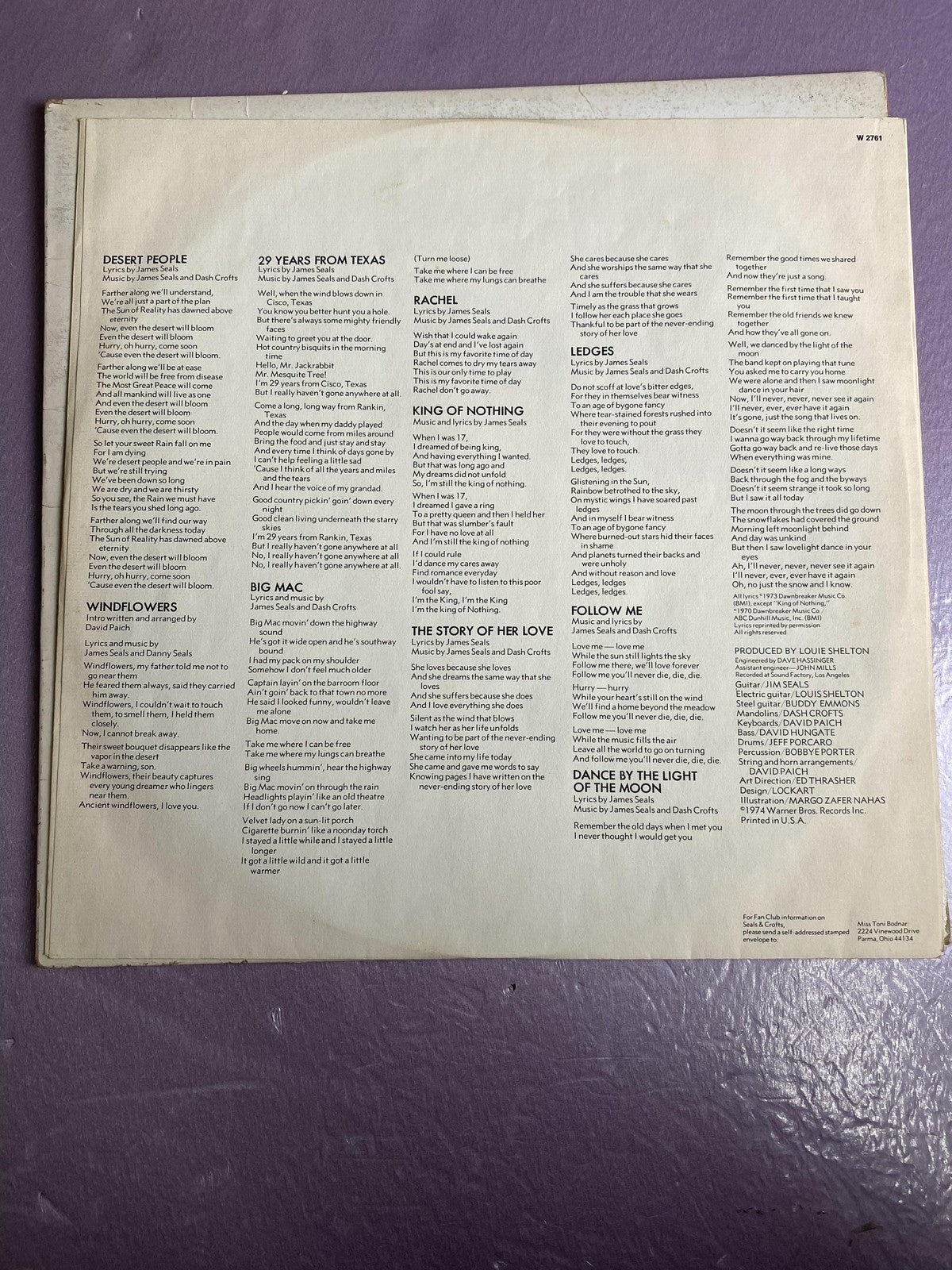 Vintage Seals & Crofts Unborn Child Vinyl LP 1974 Warner Soft Rock Folk Rock