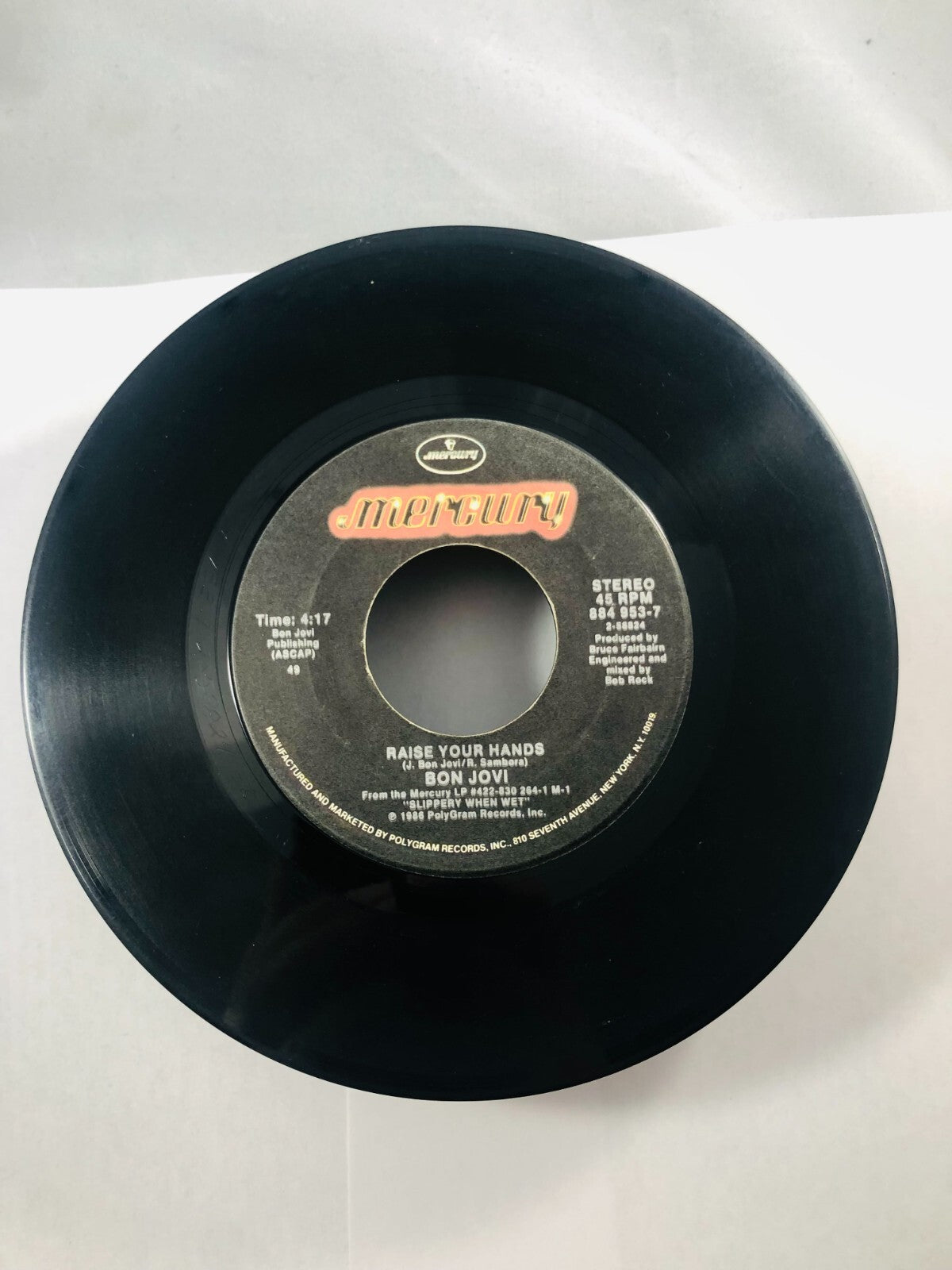 Rock 45 Bon Jovi - You Give Love A Bad Name  Raise Your Hands Vintage 80s single