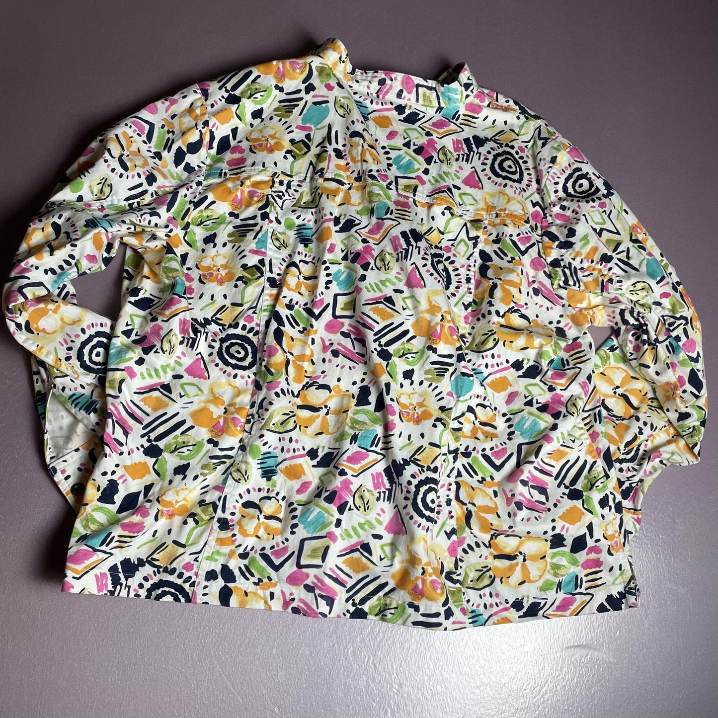 Bamboo Traders Shirt Womens 3X Multicolor Floral Abstract Snap Front Cotton