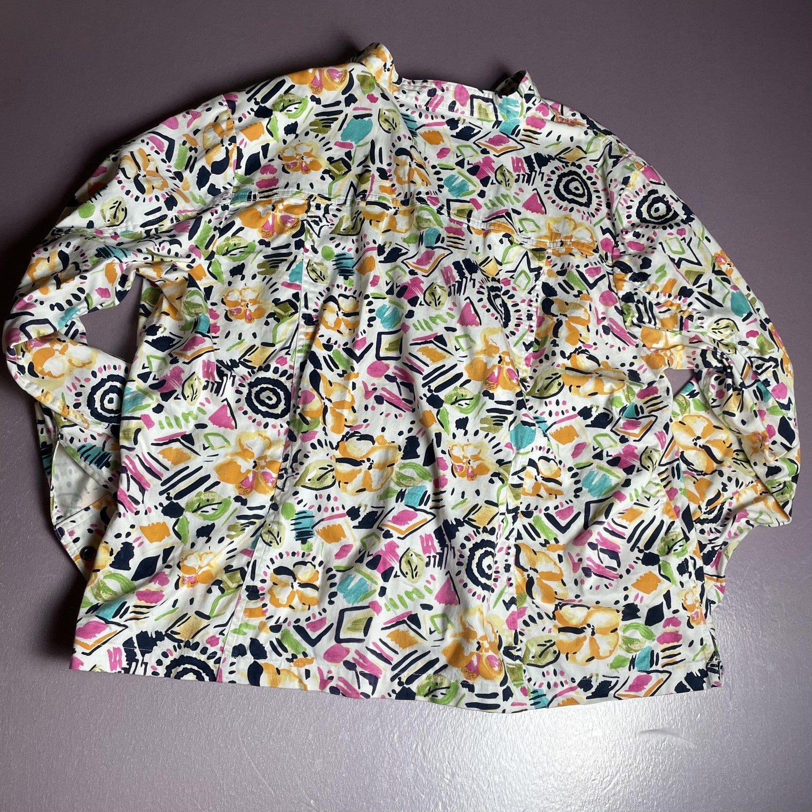 Bamboo Traders Shirt Womens 3X Multicolor Floral Abstract Snap Front Cotton