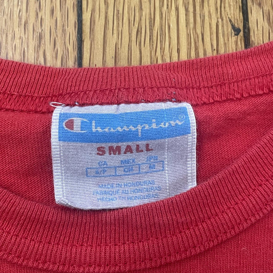 Champion Shirt Mens Small Red Space Planets Saturn Graphic Tee Vintage Style
