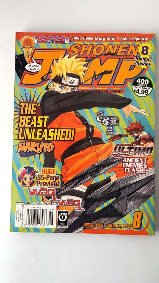 Shonen Jump August 2009 Volume 7 Issue 8 Naruto Bleach One Piece NO CARD RARE