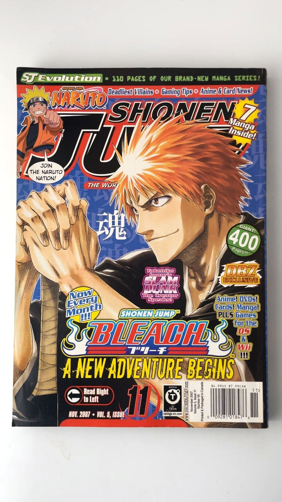 Shonen Jump Magazine Vol 5 Issue 11 Nov 2007 Bleach Naruto Manga NO CARD