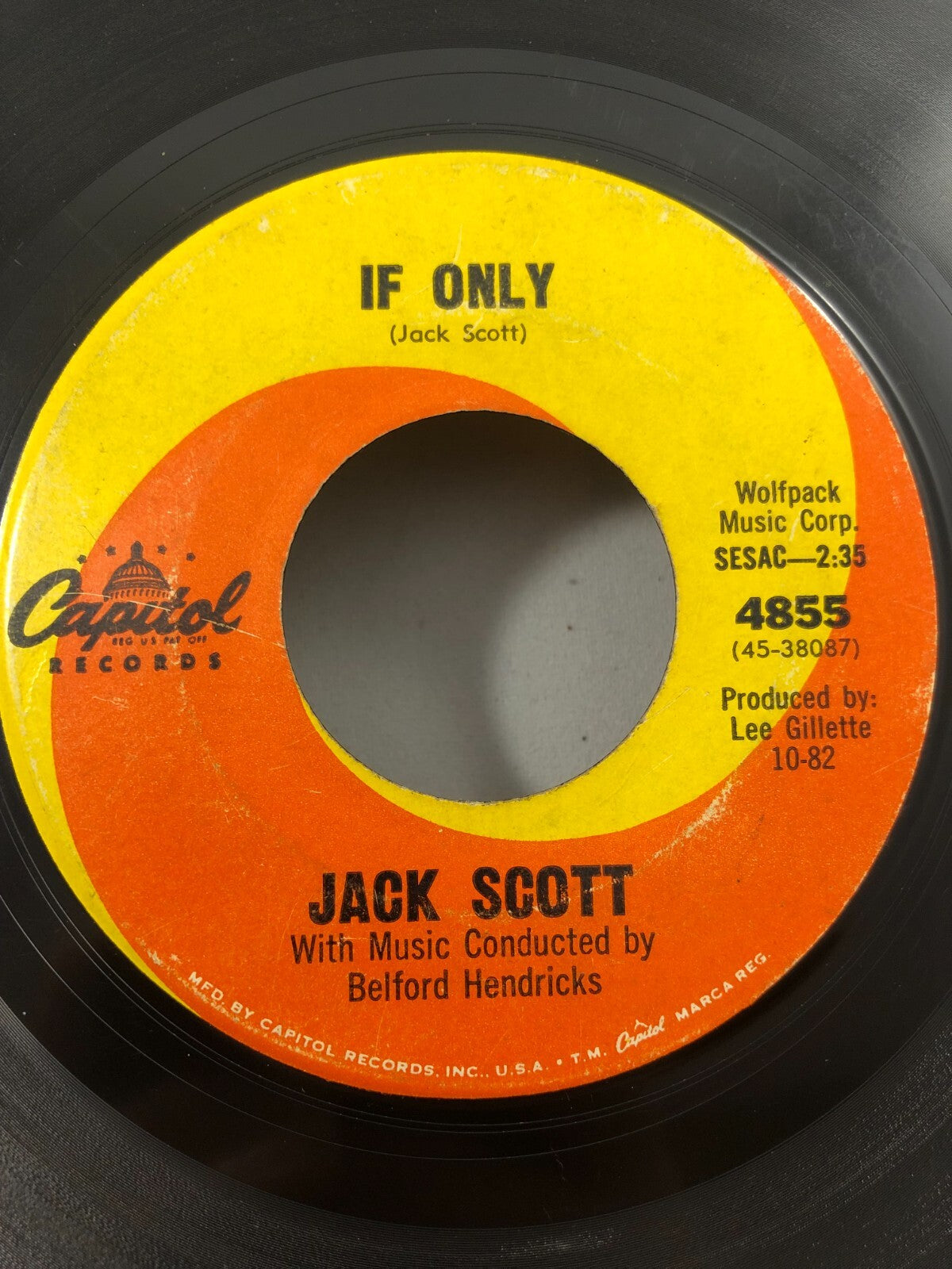 Jack Scott if only vinyl record 45 capitol sleeve green valley G+