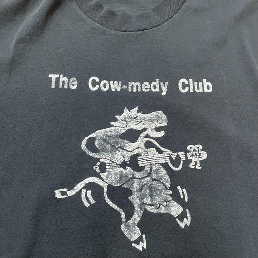 Vintage The Cow-medy Club Shirt Mens XL Black Sleeveless Screen Stars USA 90s