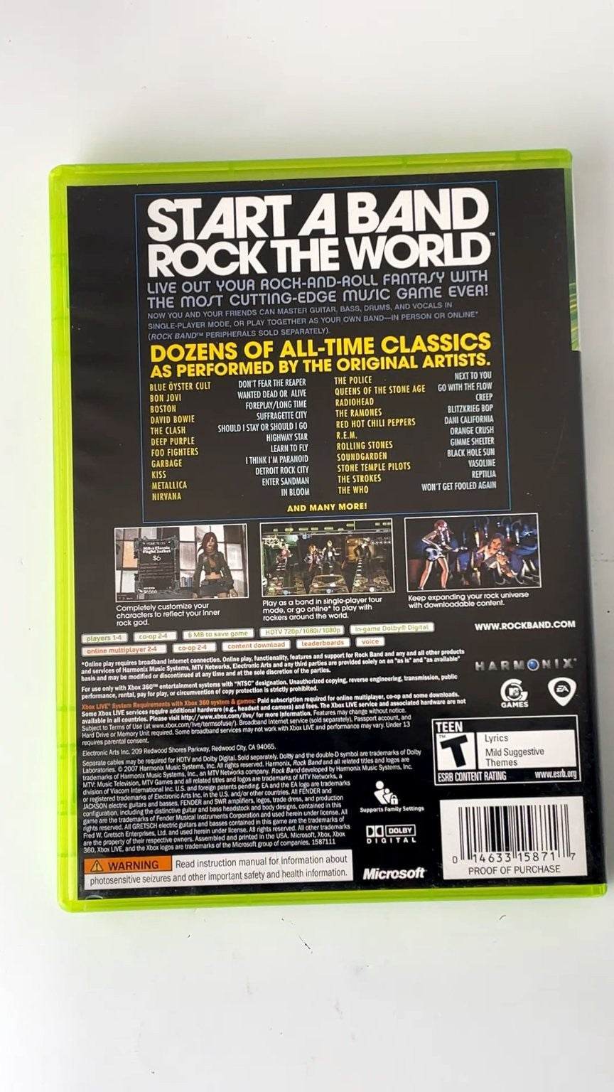 Rock Band Xbox 360 Video Game Multiplayer Music Rhythm CIB
