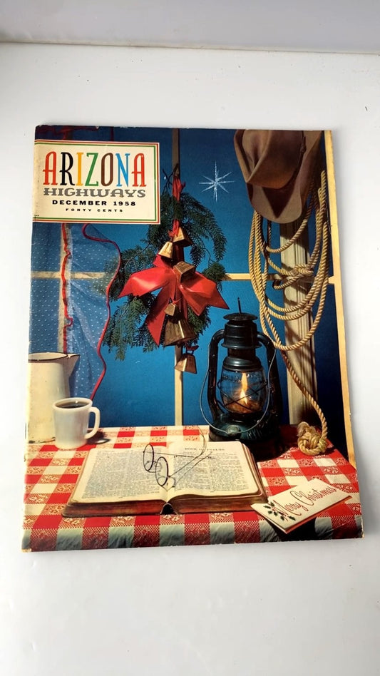 ARIZONA HIGHWAYS Magazine DEC 1958 #12 Vintage Christmas Navajo Art Arizona