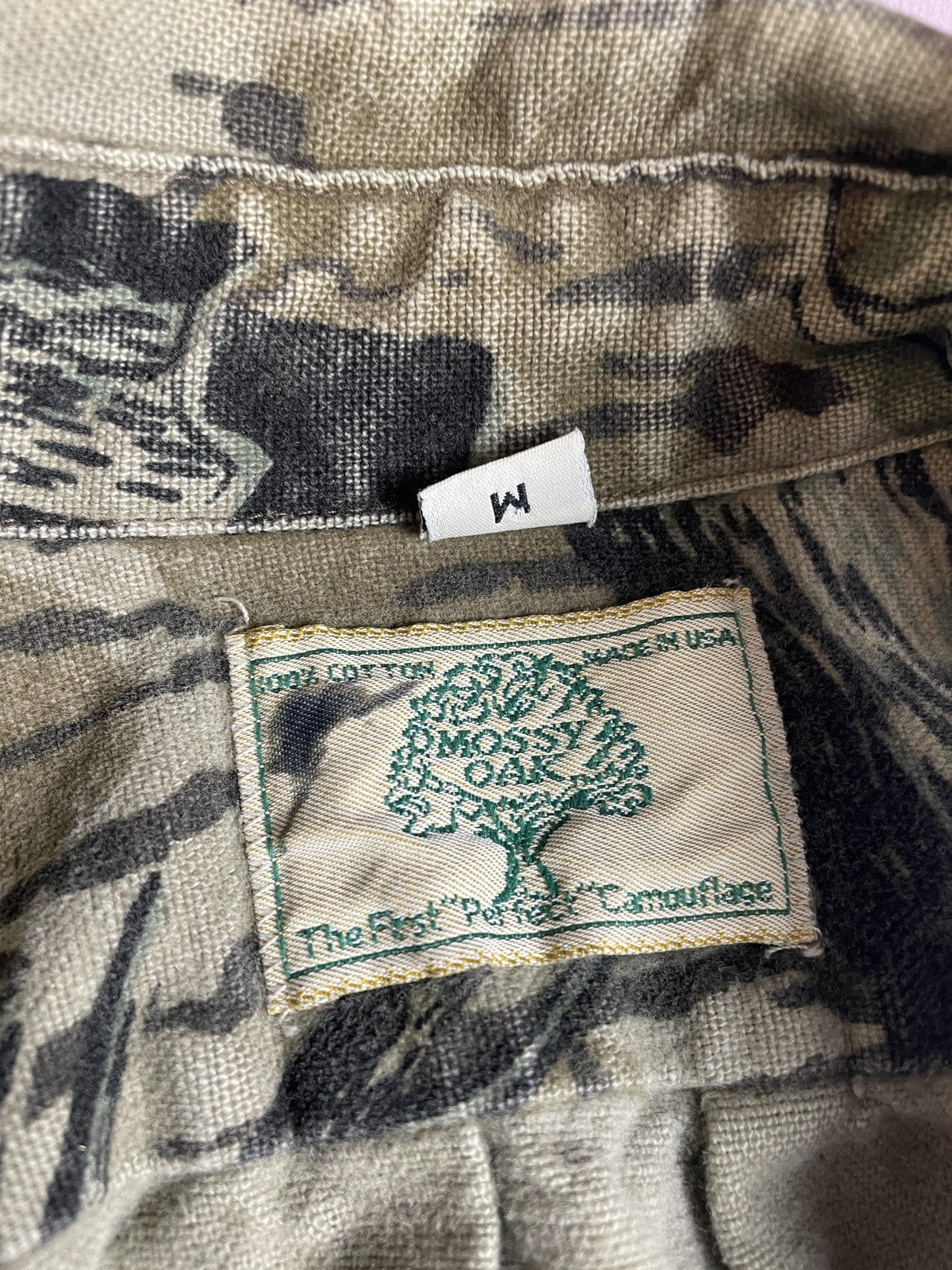 Vintage Mossy Oak Shirt Mens Medium Camou TREESTAND BARK Made USA 90s
