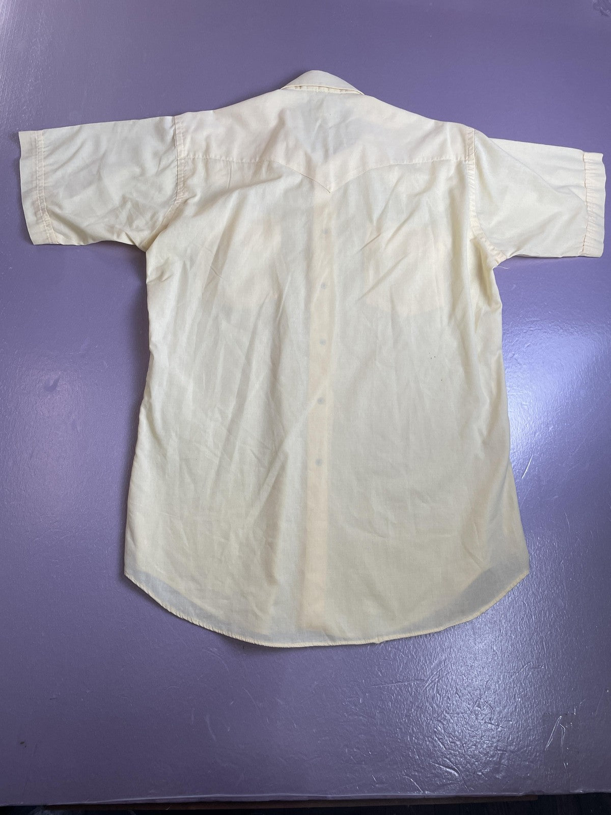 Flying R Ranchwear Western Shirt Mens 16 Yellow Pearl Snap Short Sleeve USA