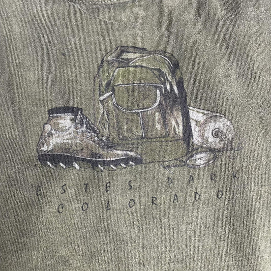 Vintage Estes Park Colorado Tank Top Mens Large Hiking Boot Backpack 90s
