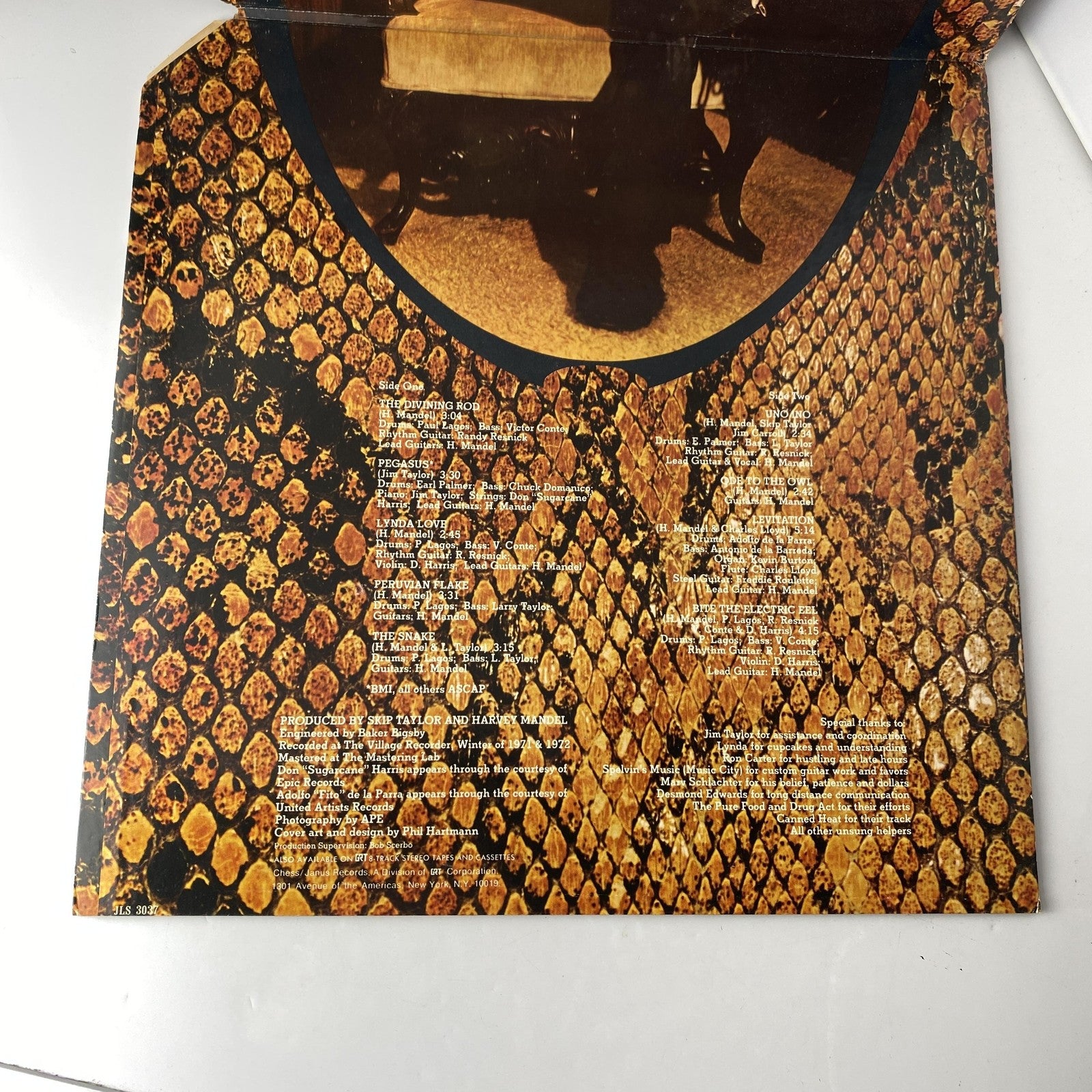 Vintage Harvey Mandel The Snake 12" Black Vinyl LP 1972 Janis Blues Rock Album