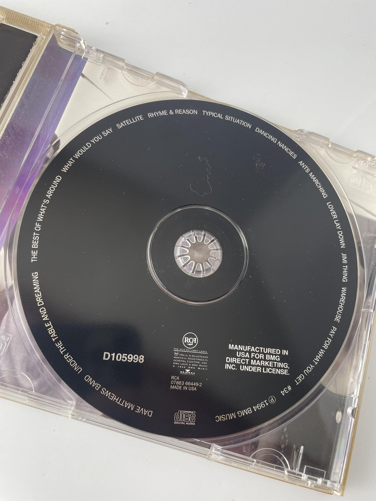 Vintage Dave Matthews Band CD Under The Table And Dreaming 1994 RCA BMG Direct