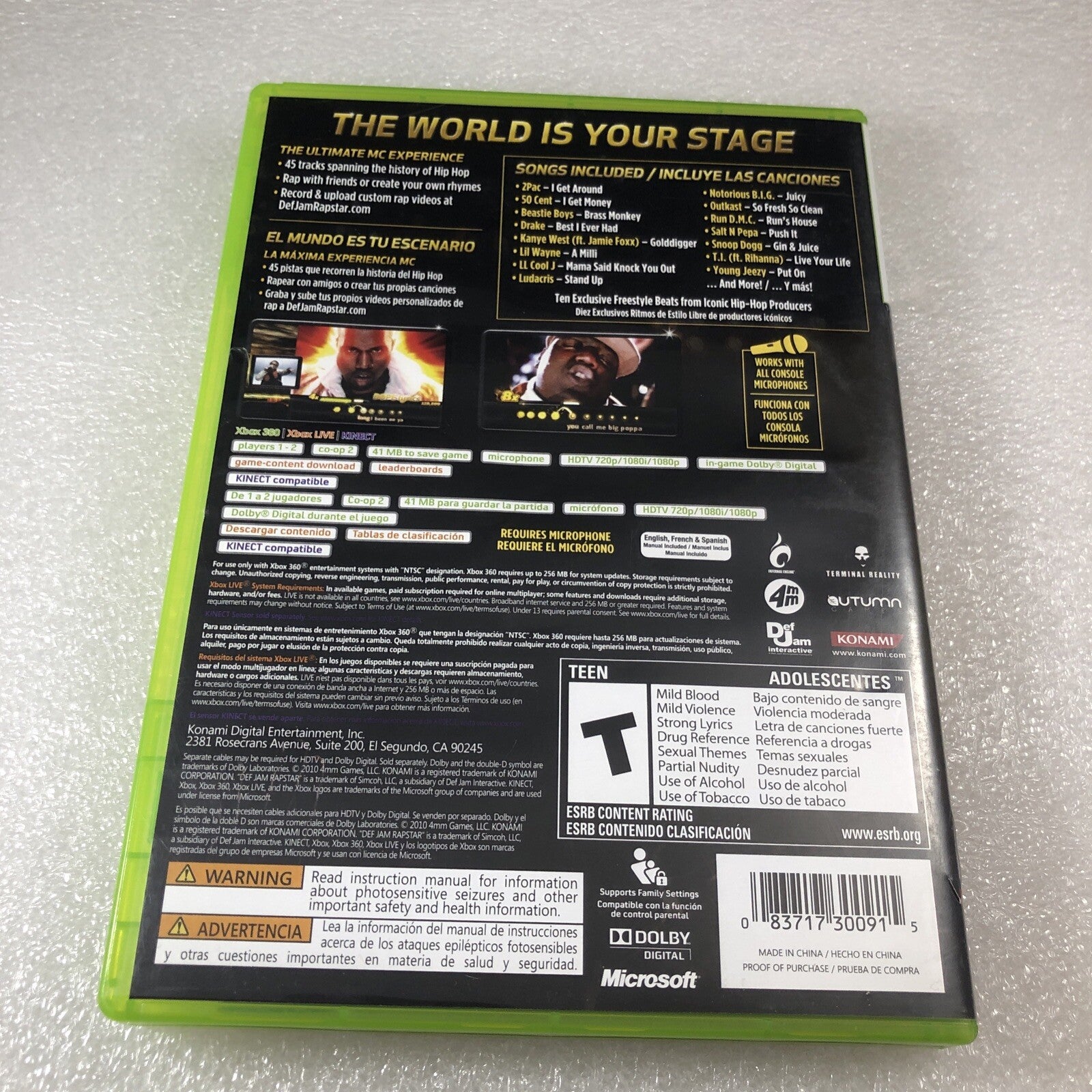 Def Jam Rapstar (Microsoft Xbox 360, 2010) COMPLETE W/Manual Tested No Mic