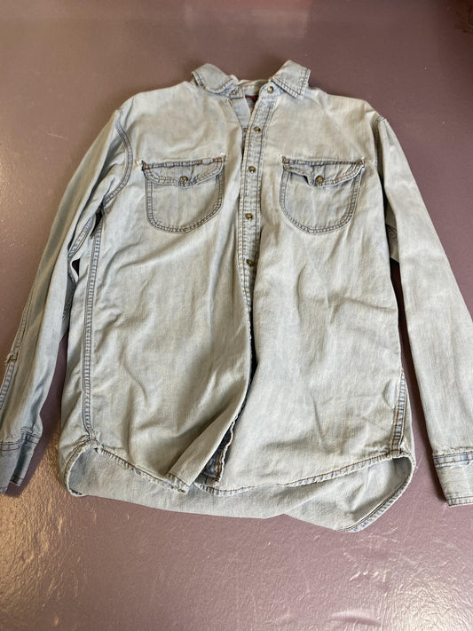 Levi Strauss Signature Shirt Mens Small Blue Snap Button Long Sleeve Western