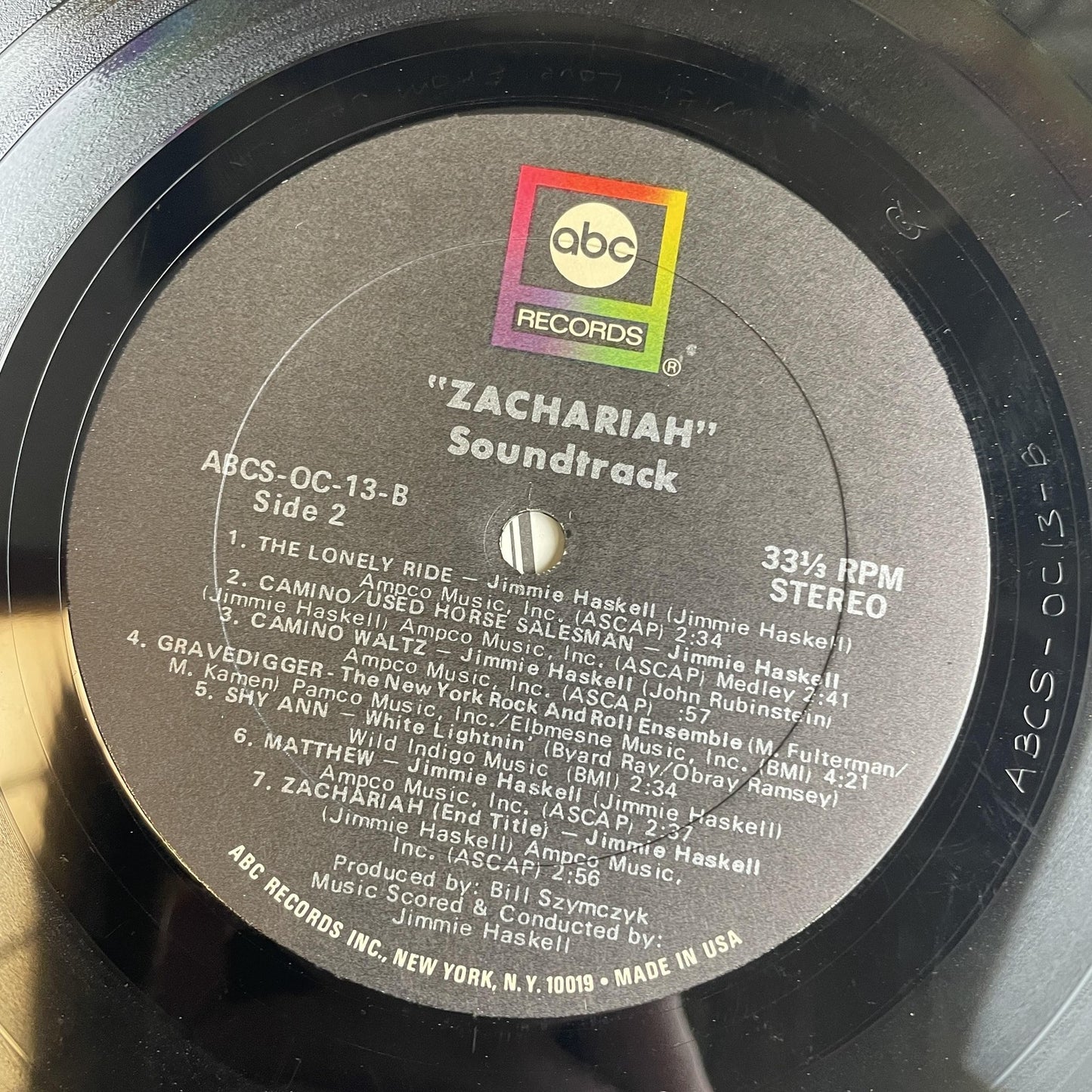 Vintage Zachariah Original Motion Picture Soundtrack 12" Black Vinyl LP 1971 ABC