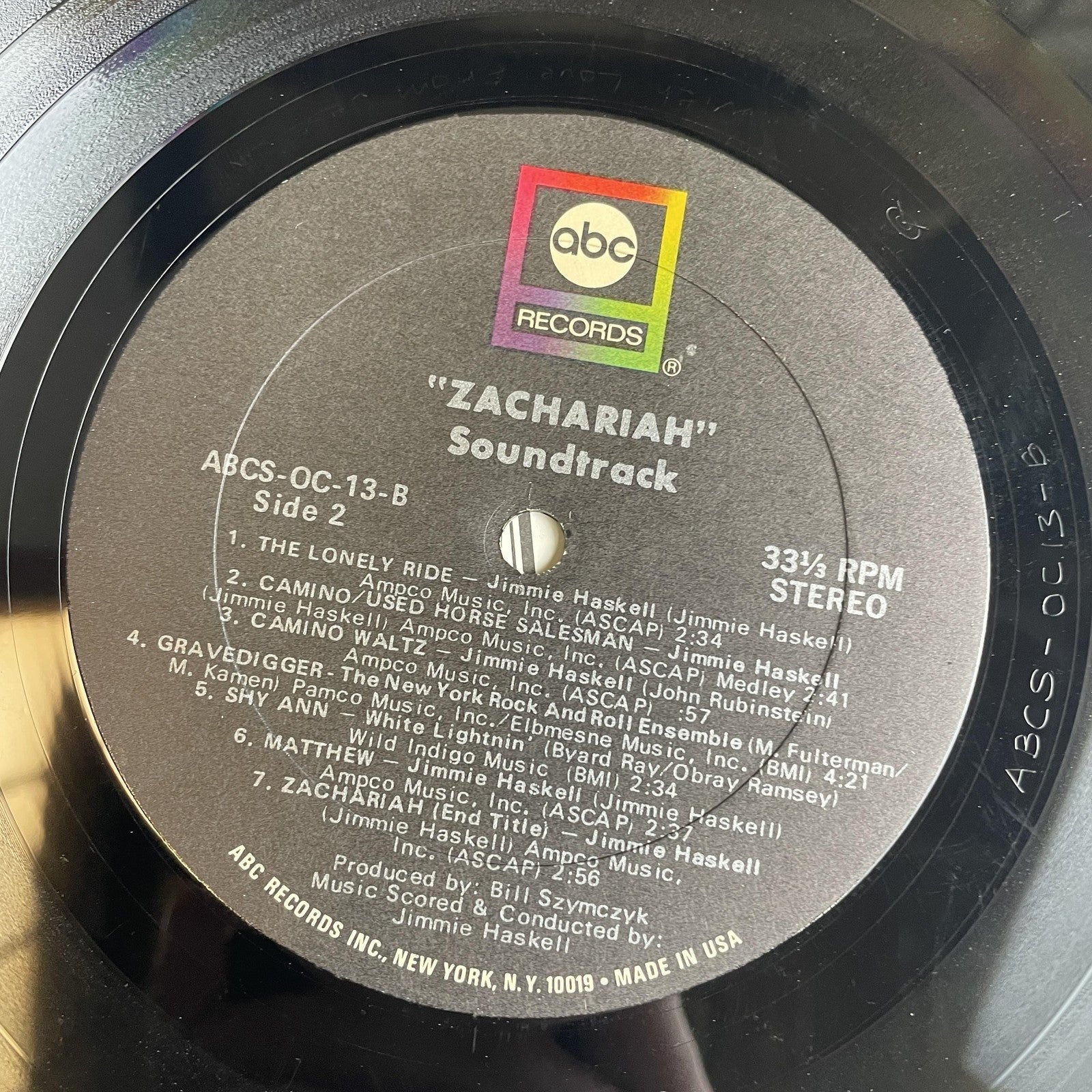 Vintage Zachariah Original Motion Picture Soundtrack 12" Black Vinyl LP 1971 ABC