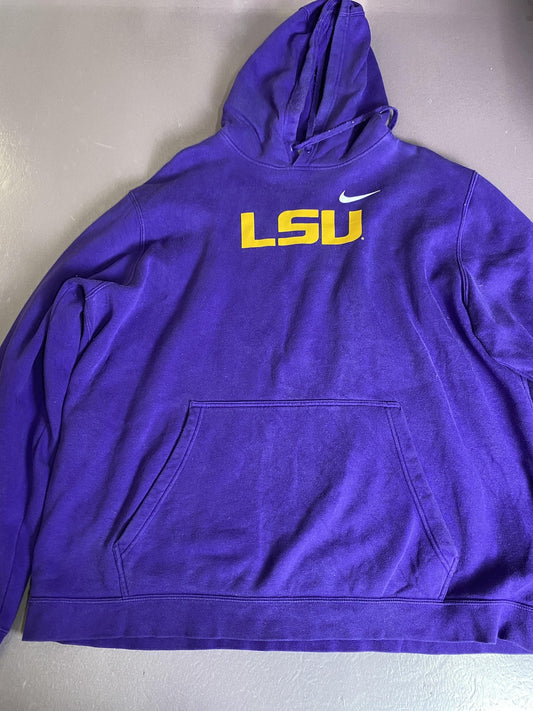 LSU Tigers Sweatshirt Mens 2XL Purple NCAA Football Nike Pullover Fleece Hoodie