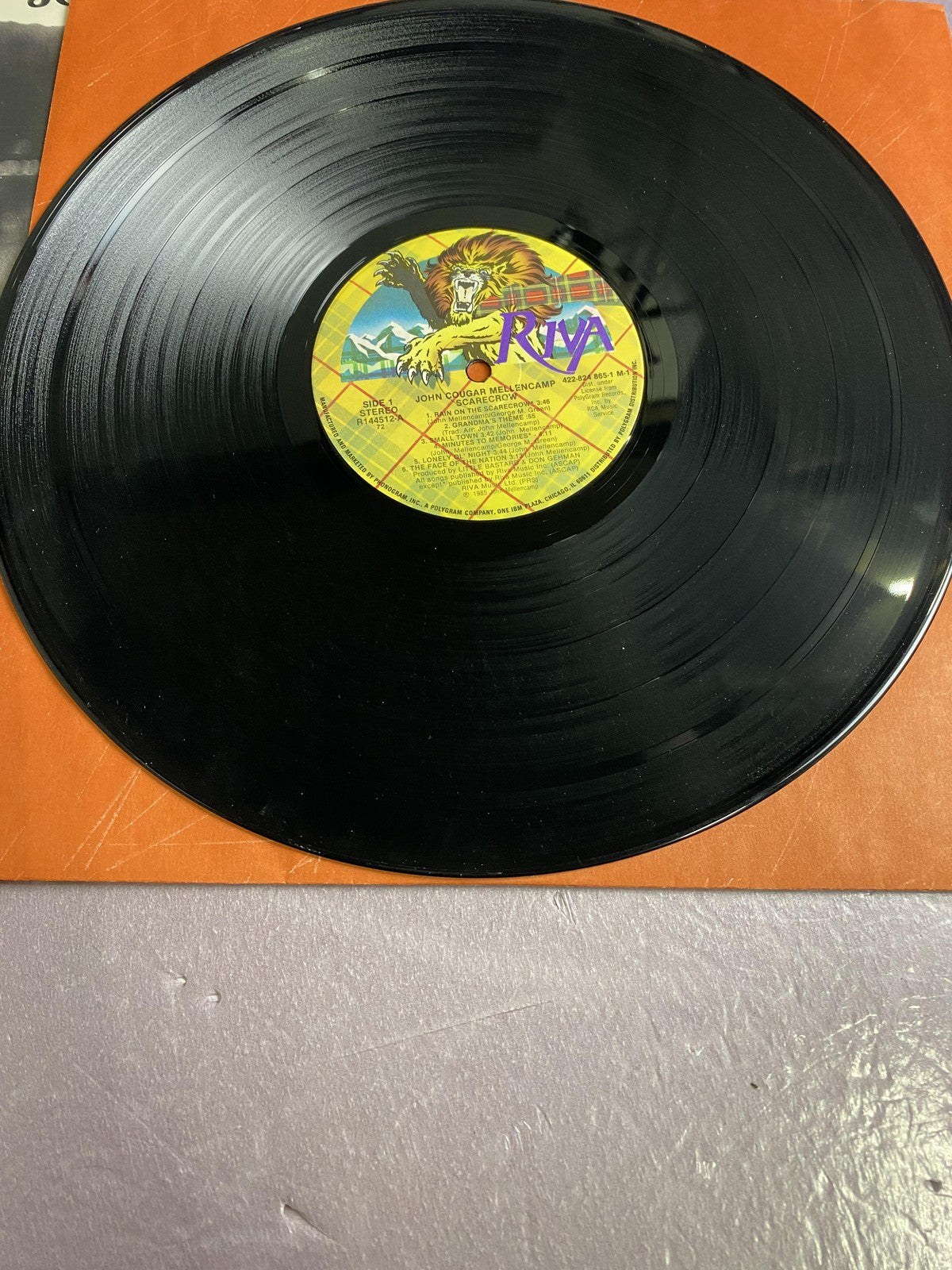 Vintage John Cougar Mellencamp Scarecrow 12" Black Vinyl LP 1985 Riva Rock