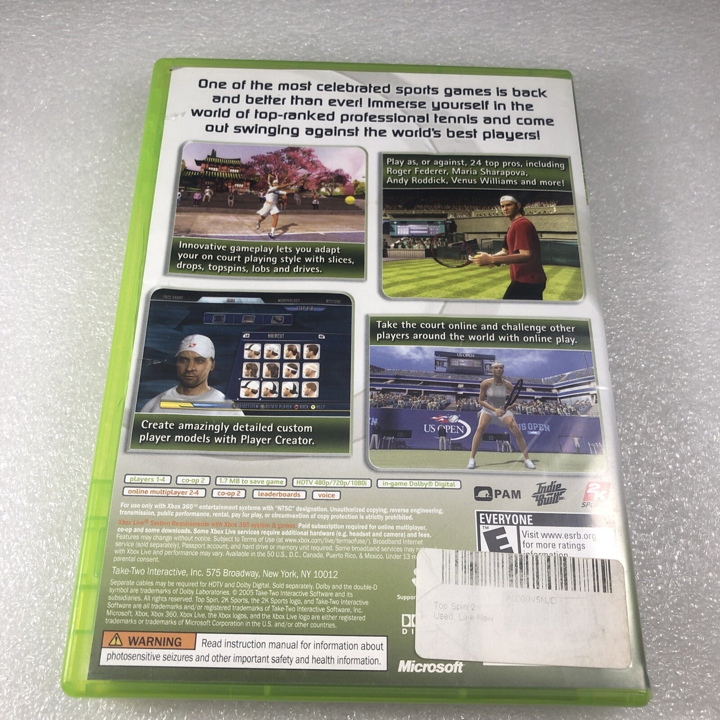 Top Spin 2 - Xbox 360 - Complete CIB Tennis Game Good