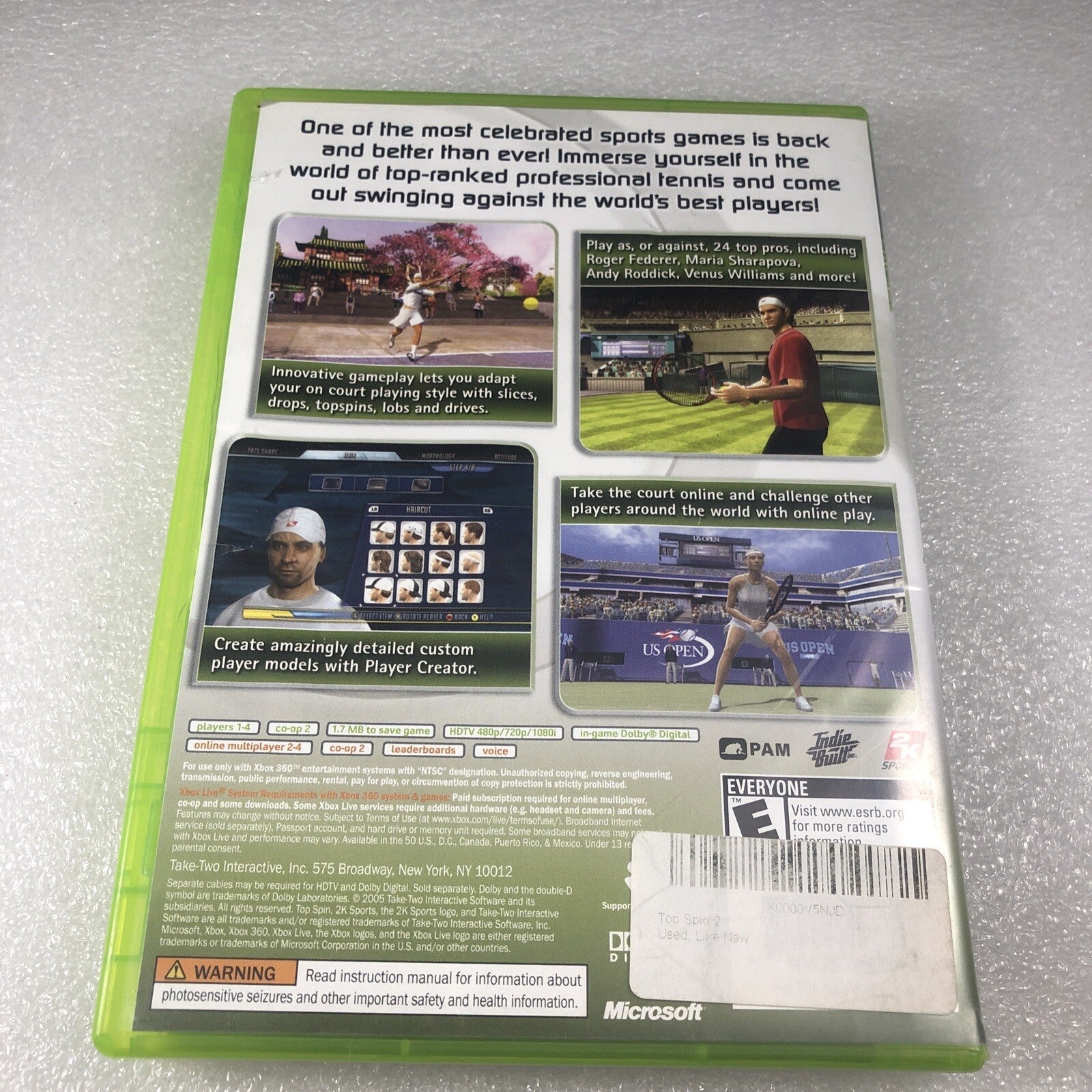 Top Spin 2 - Xbox 360 - Complete CIB Tennis Game Good