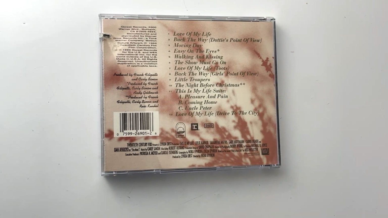 Carly Simon - This Is My Life CD 1992 Soundtrack Pop Qwest Records