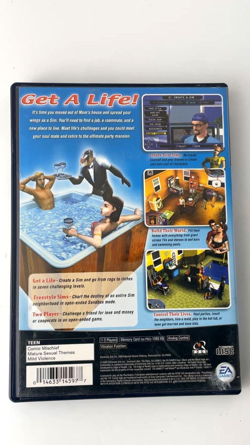 The Sims PlayStation 2 Video Game Multiplayer Simulation EA