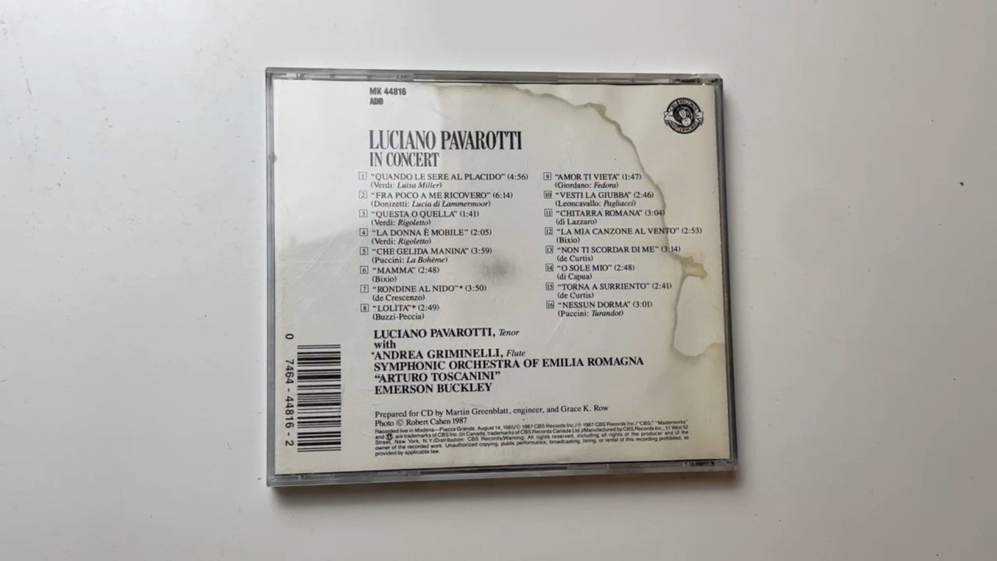 Luciano Pavarotti - In Concert CD 1987 CBS Records Classical Masterworks
