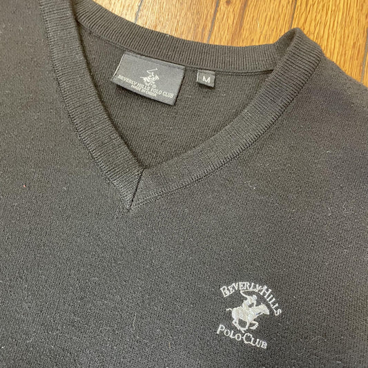 Beverly Hills Polo Club Sweater Vest Mens Medium V Neck Pullover Embroidered
