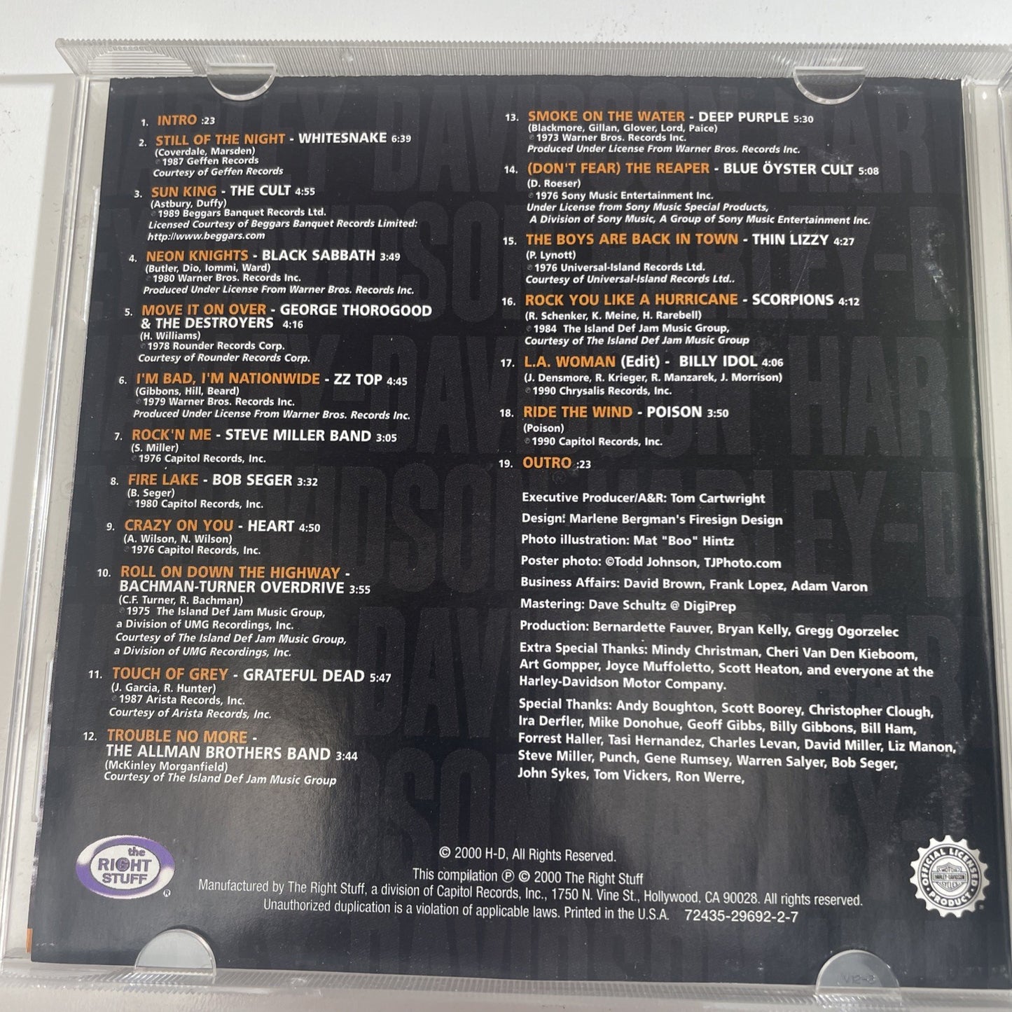 Harley Davidson Legendary Road Songs Cd Biker Music Compilation Rare