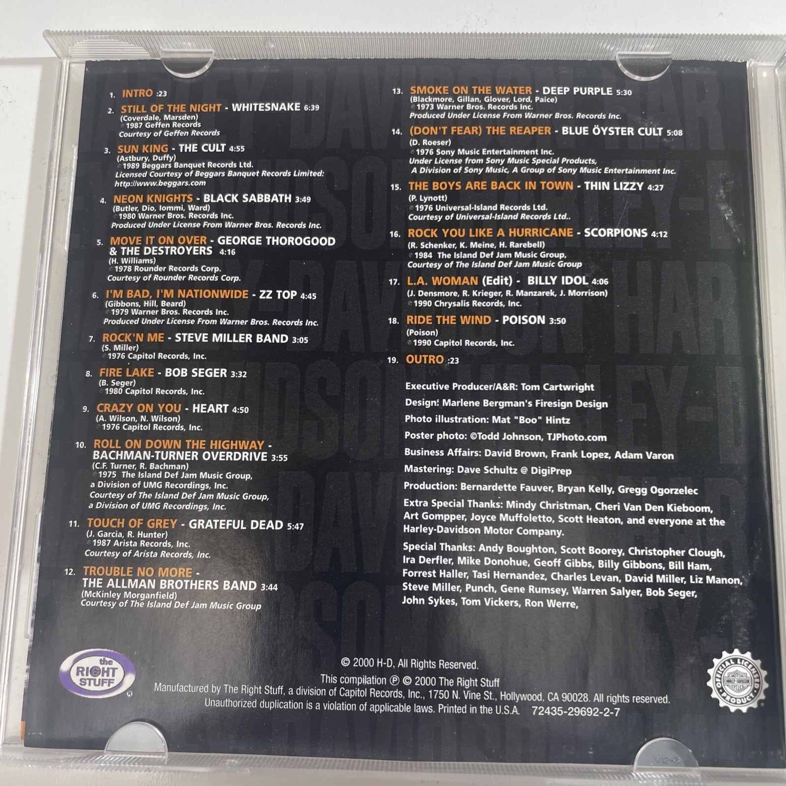 Harley Davidson Legendary Road Songs Cd Biker Music Compilation Rare