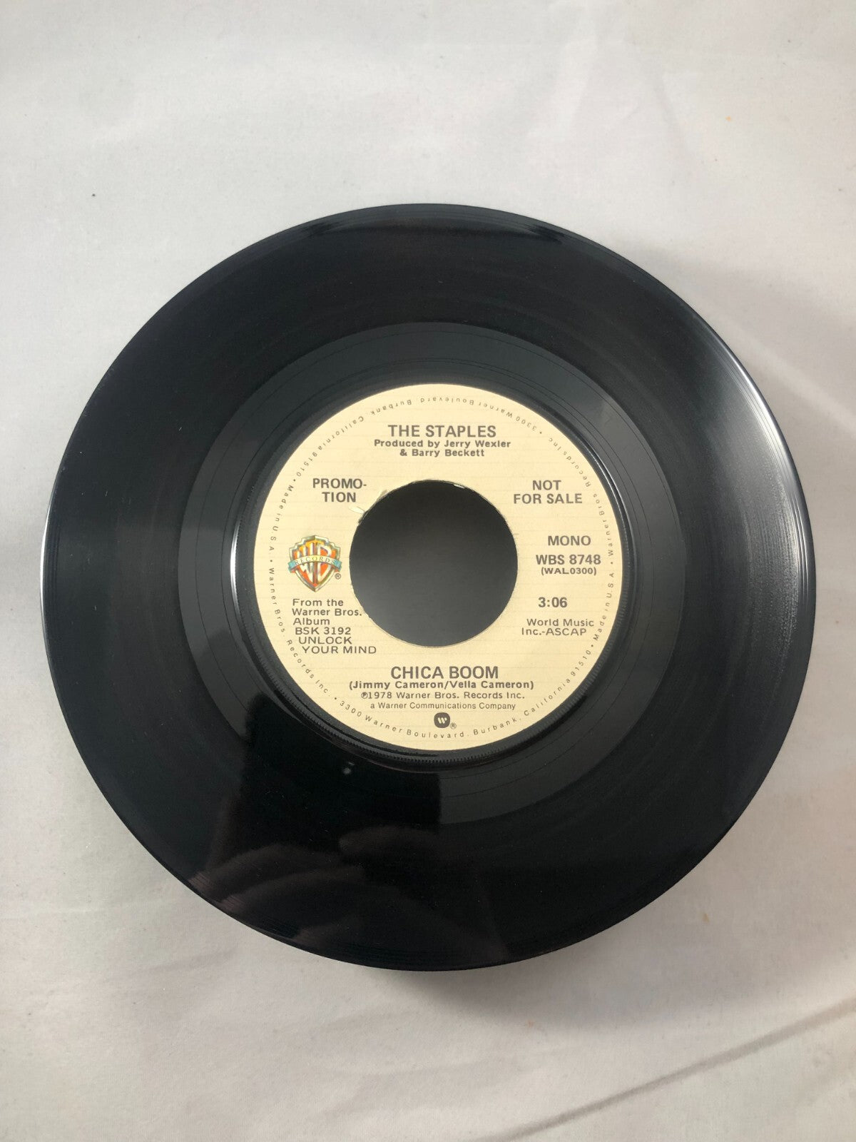 Soul Promo 45 The Staples - Chica Boom / Chica Boom On Warner Bros. VG+