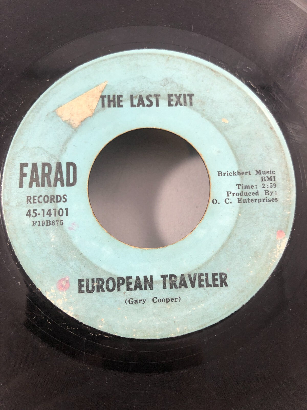 The Last Exit Early in the Morning European Traveler Farad Records 45 rpm garage