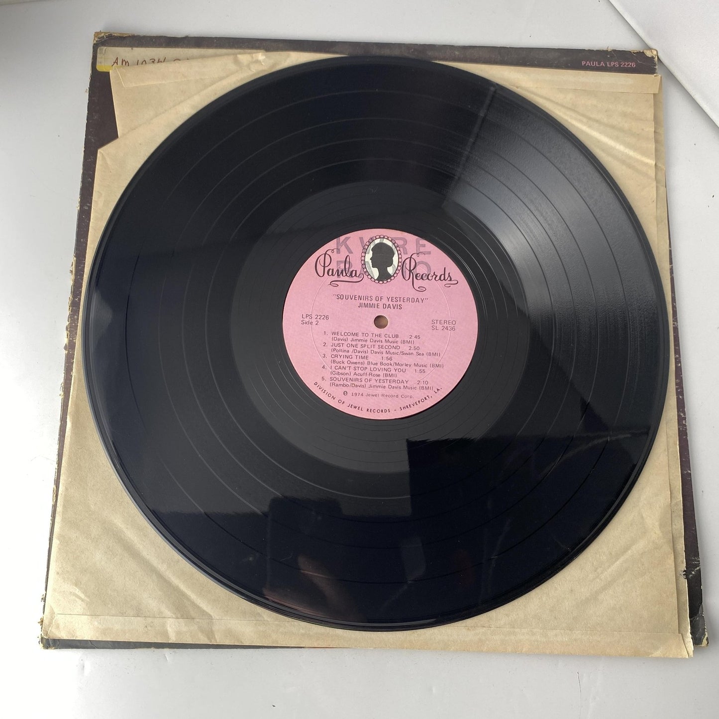 Vintage Jimmie Davis Souvenirs Of Yesterday 12" Vinyl LP 1974 Paula Country