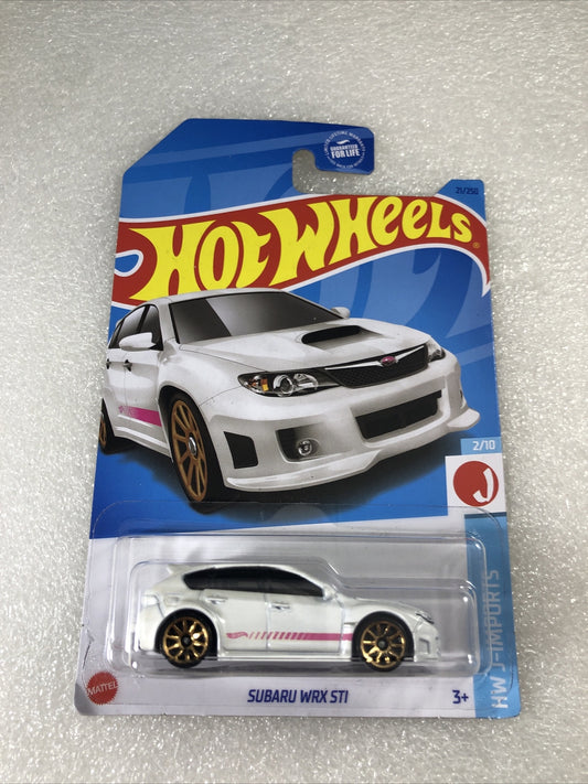 Hot Wheels Subaru WRX STI 2023 HKK62 HW J-Imports White Pink Stripe