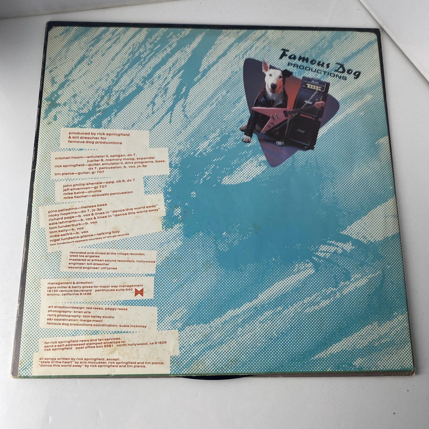 Vintage Rick Springfield Tao 12" Black Vinyl LP 1985 RCA Pop Rock Album